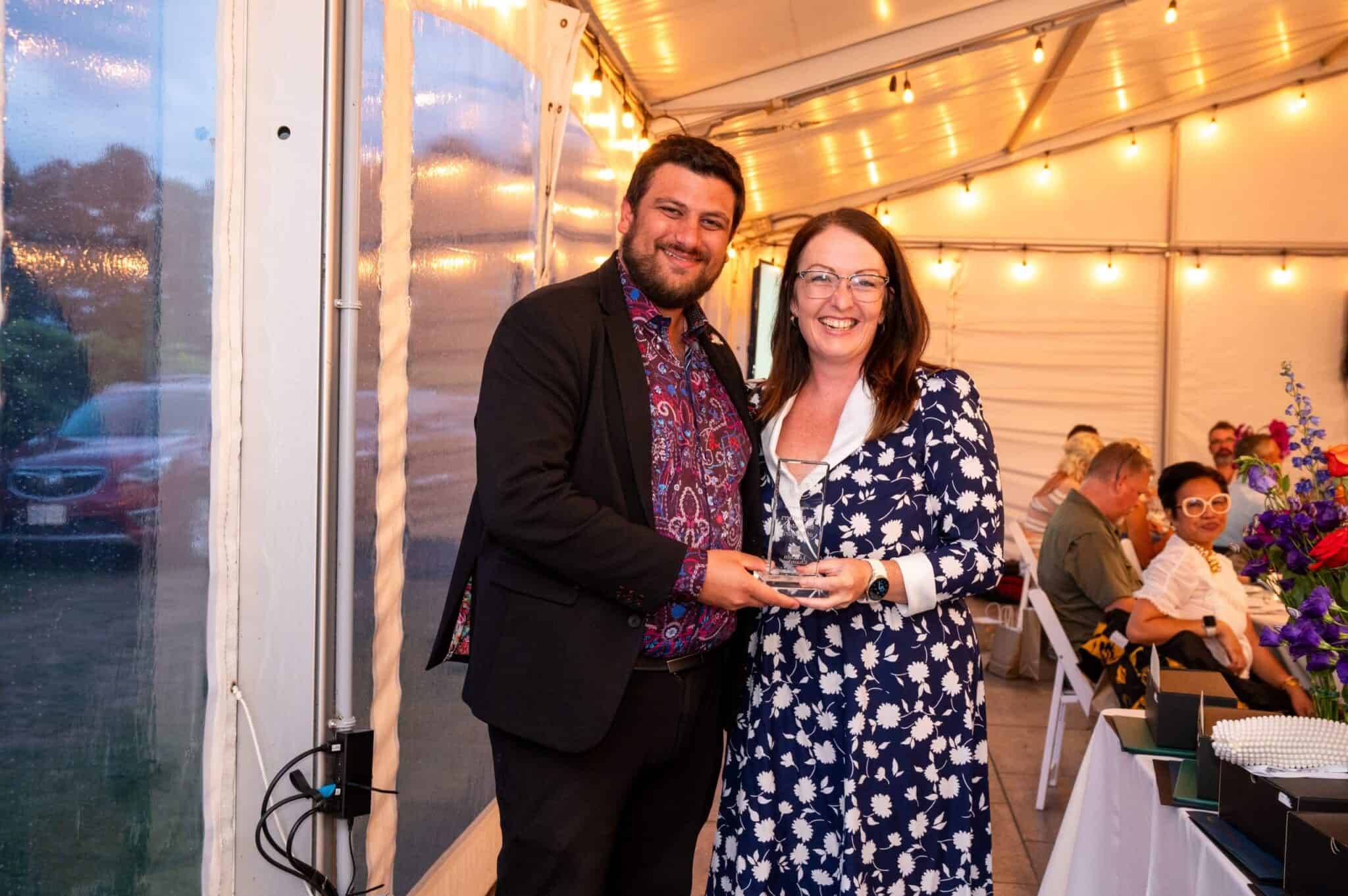 Award sponsor/presenter smiling with the winner of the Non-Profit of the year award at the 2025 Outstanding Business Achievement Awards