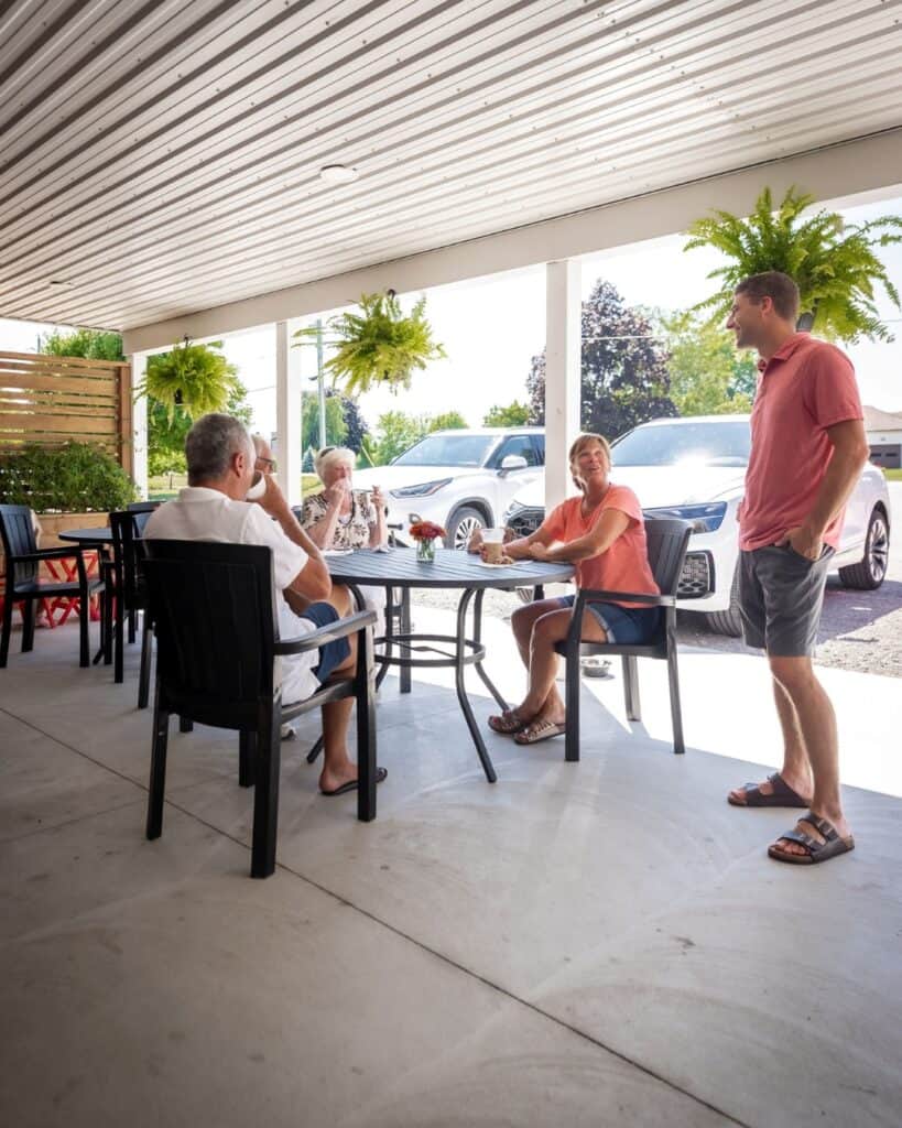 Customers sitting on the patio